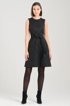 Natori Dresses-Metallic Jacquard Fit & Flare Dress