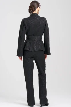 Natori Jackets & Outerwear-Metallic Jacquard Peplum Jacket