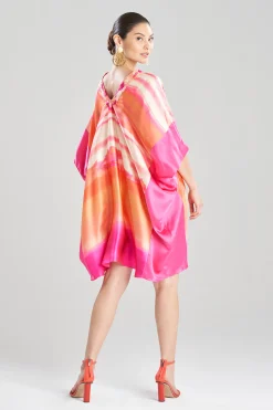 Natori Caftan Dresses-Minako Short Cocoon Silk Embellished Caftan