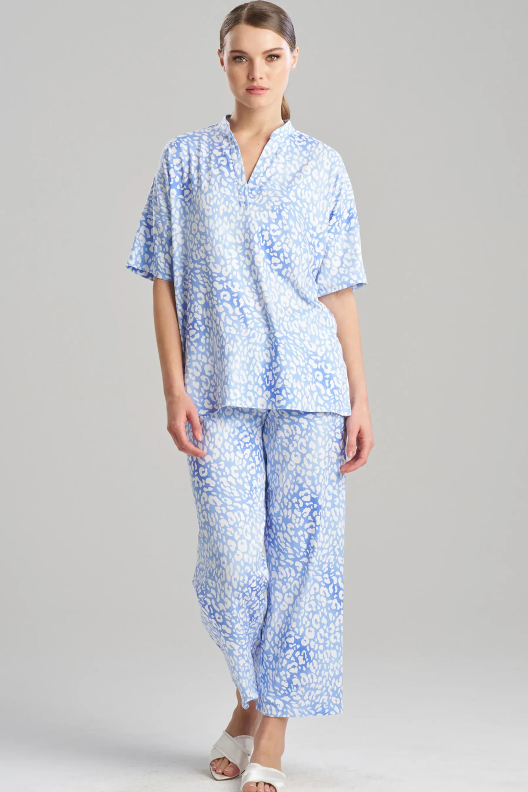 Natori Pajama Sets-Misty Leopard Cozy Knit PJ