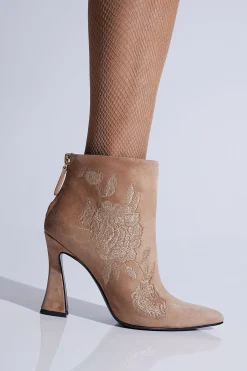 Natori Boots-Mitsu Shugo Embroidery Square Heel Ankle Boot