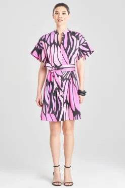 Natori Dresses-Nagashi Cotton Chino Belted Shirtdress