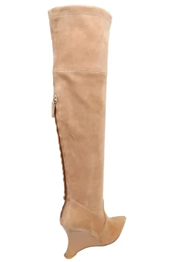 Natori Boots-Natsu Stretch Suede Over The Knee Wedge Boot