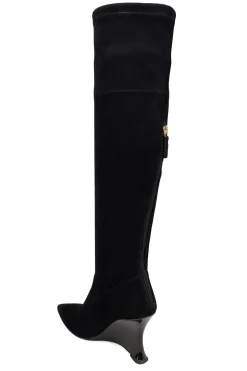 Natori Boots-Natsu Stretch Suede Over The Knee Wedge Boot