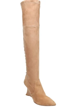 Natori Boots-Natsu Stretch Suede Over The Knee Wedge Boot