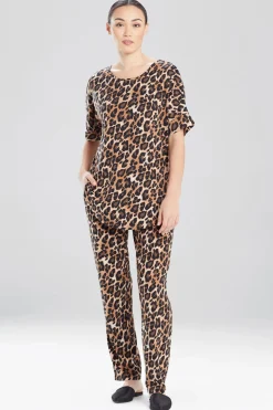 Natori Pajama Tops|Lounge Tops-Ombre Leopard Short Sleeve Top