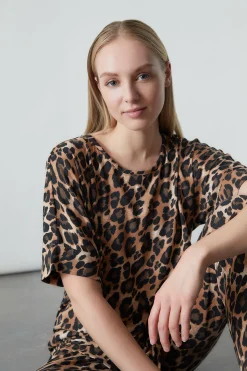 Natori Pajama Tops|Lounge Tops-Ombre Leopard Short Sleeve Top