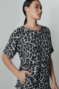 Natori Pajama Tops|Lounge Tops-Ombre Leopard Short Sleeve Top