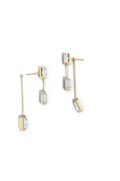 Natori Earrings|Orient Express-Orient Express Lab-Grown 14K Gold Baguette & Diamond Front-Back Chain Earrings