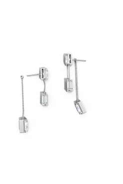 Natori Earrings|Orient Express-Orient Express Lab-Grown 14K Gold Baguette & Diamond Front-Back Chain Earrings