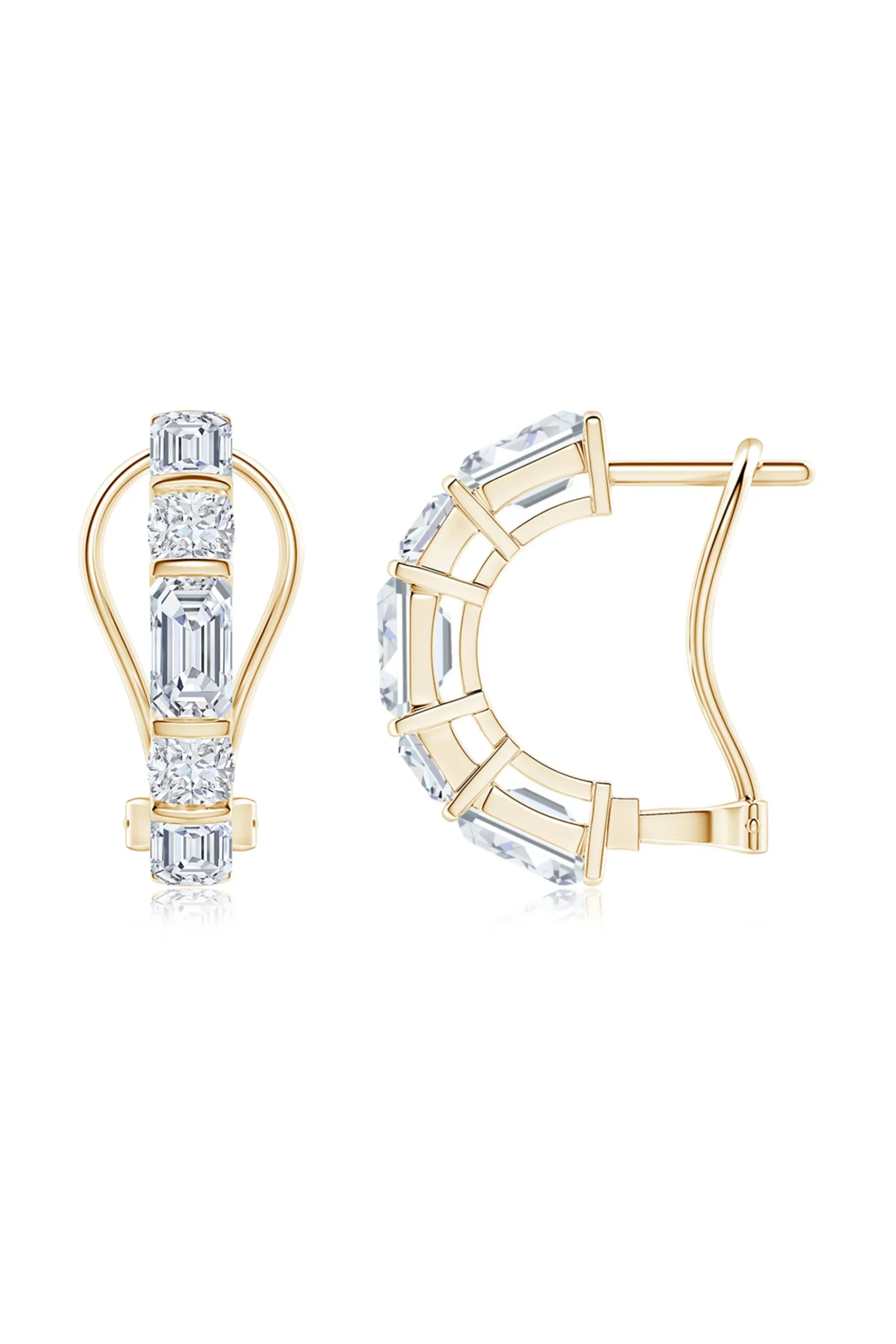 Natori Earrings|Orient Express-Orient Express Lab-Grown 14K Gold Emerald Cut & Cushion Diamond Half Hoop Earrings