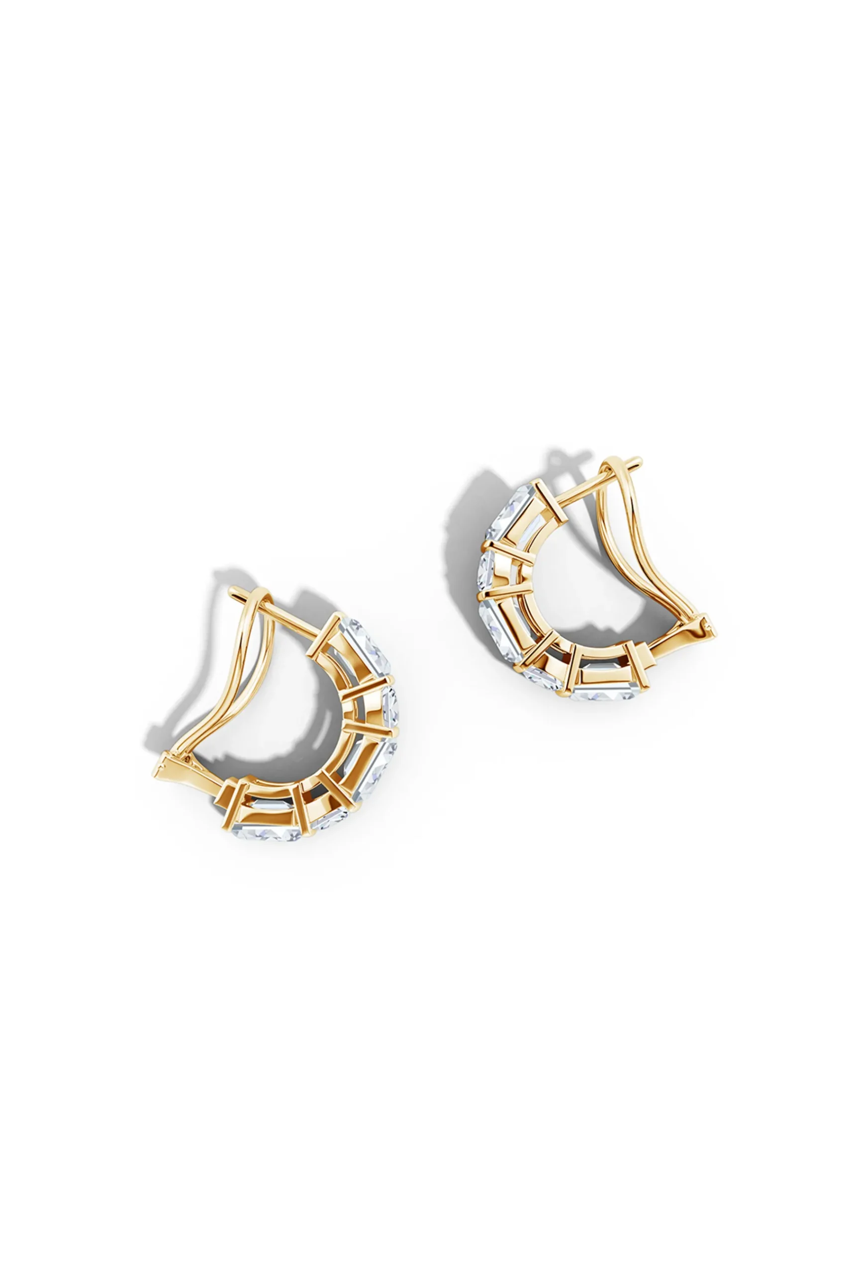 Natori Earrings|Orient Express-Orient Express Lab-Grown 14K Gold Emerald Cut & Cushion Diamond Half Hoop Earrings