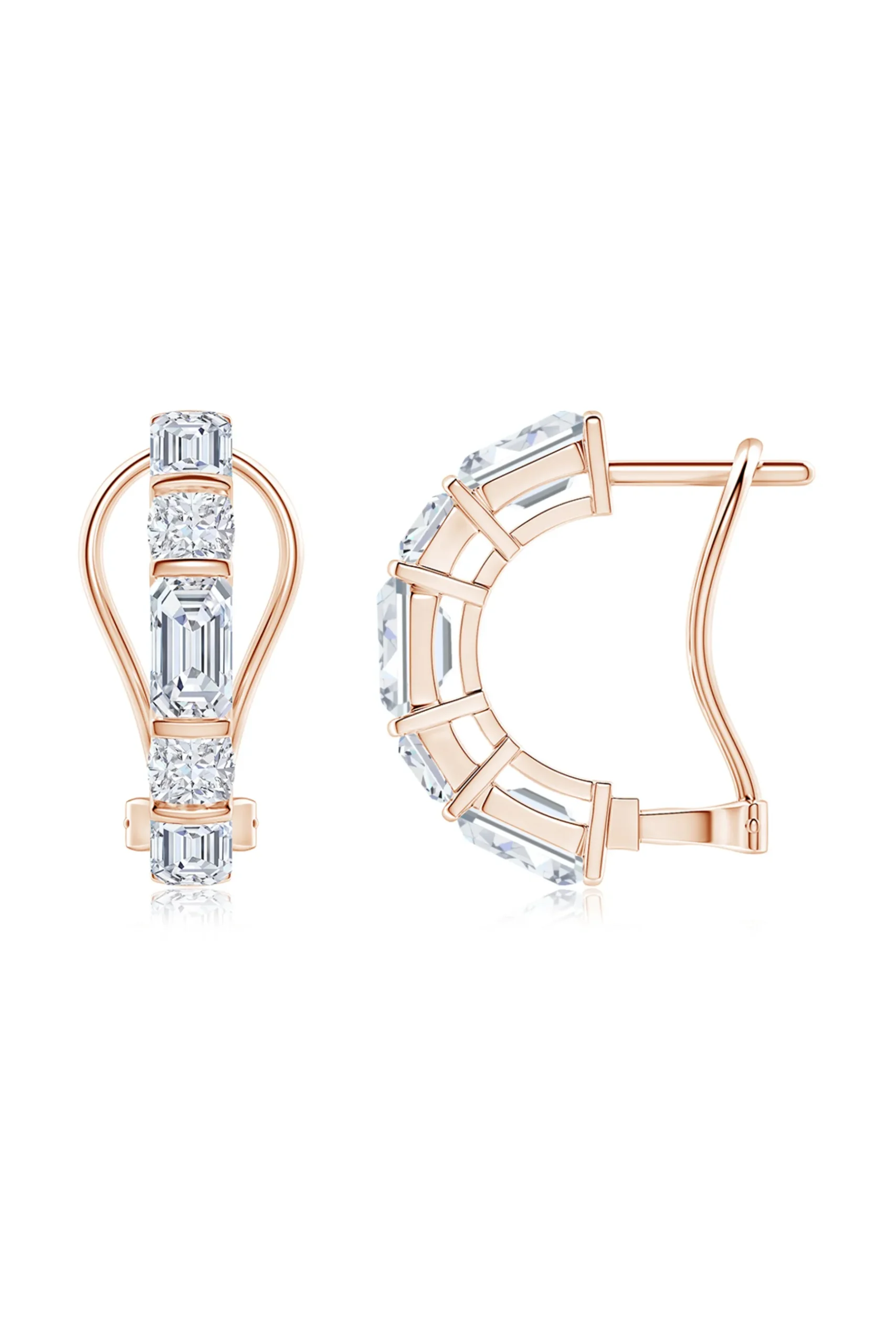 Natori Earrings|Orient Express-Orient Express Lab-Grown 14K Gold Emerald Cut & Cushion Diamond Half Hoop Earrings