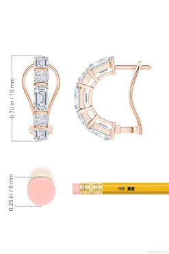 Natori Earrings|Orient Express-Orient Express Lab-Grown 14K Gold Emerald Cut & Cushion Diamond Half Hoop Earrings
