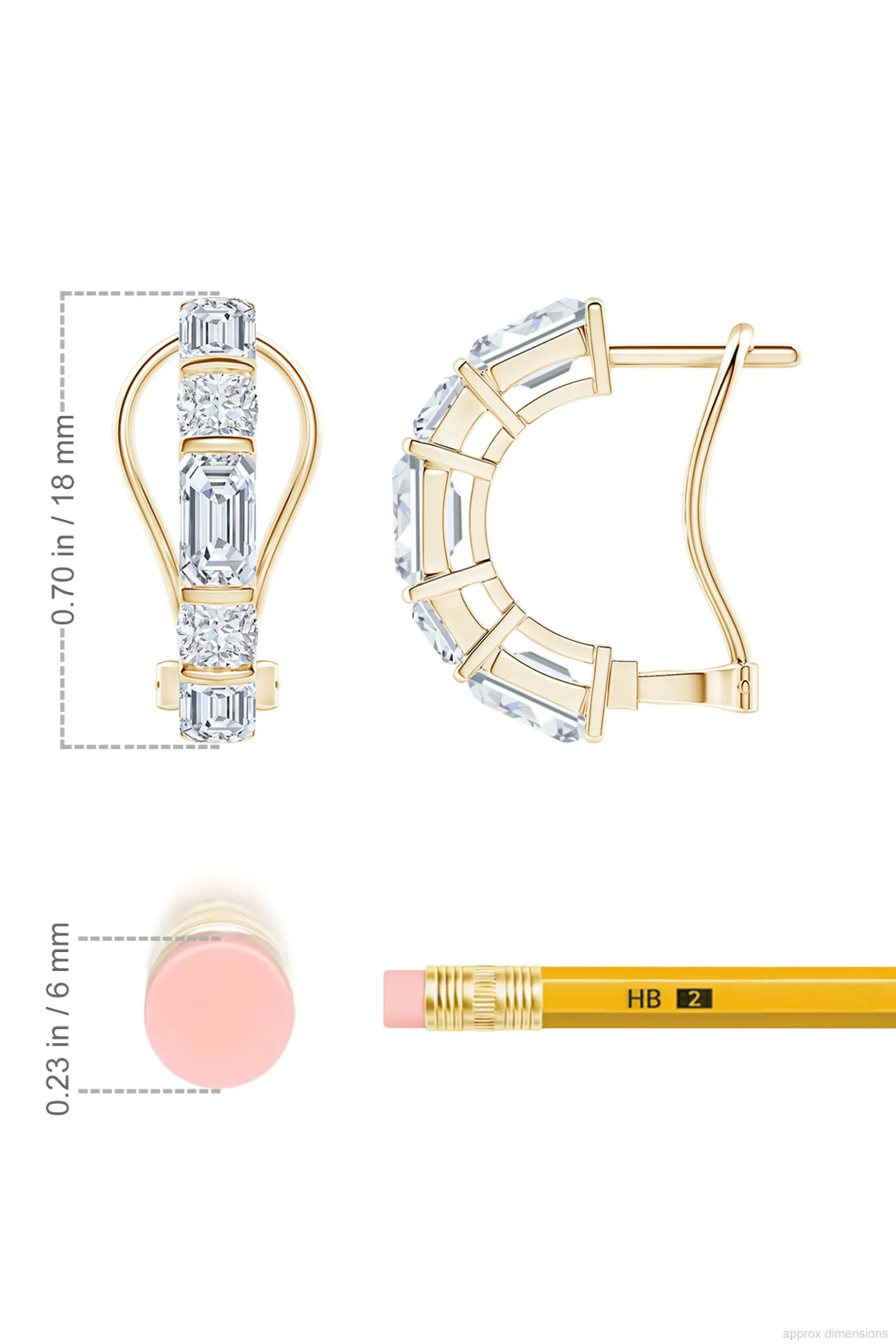 Natori Earrings|Orient Express-Orient Express Lab-Grown 14K Gold Emerald Cut & Cushion Diamond Half Hoop Earrings