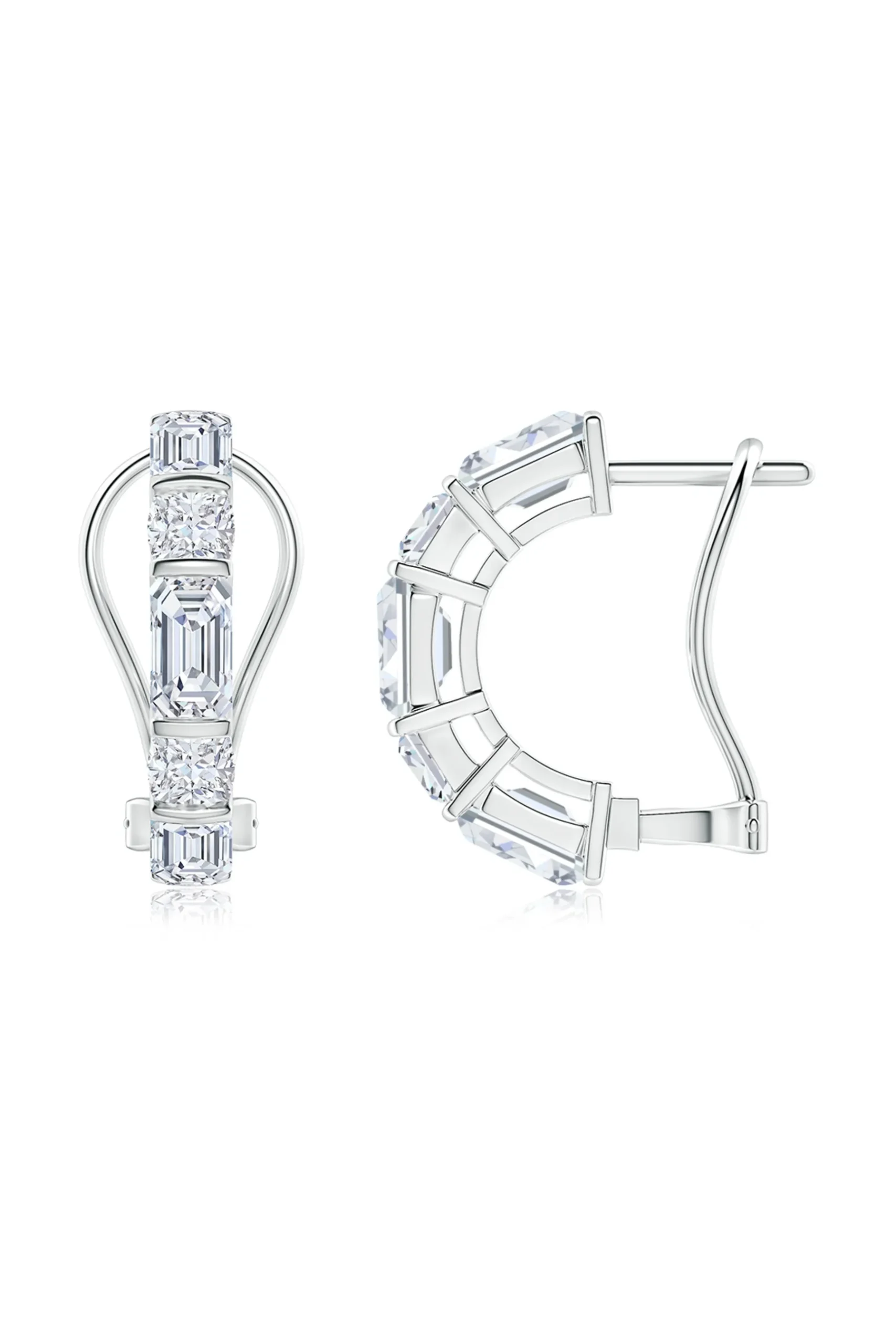 Natori Earrings|Orient Express-Orient Express Lab-Grown 14K Gold Emerald Cut & Cushion Diamond Half Hoop Earrings