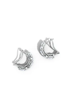 Natori Earrings|Orient Express-Orient Express Lab-Grown 14K Gold Emerald Cut & Cushion Diamond Half Hoop Earrings