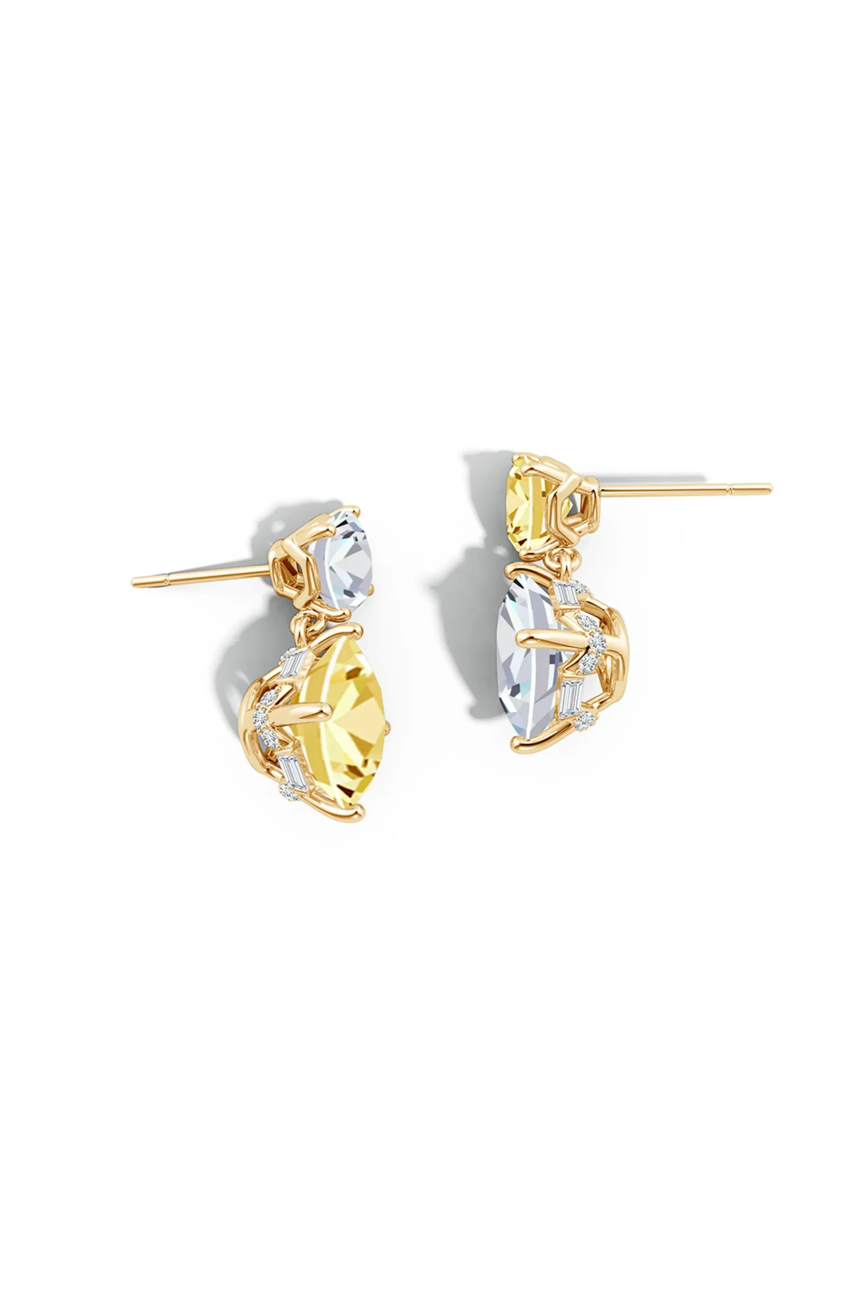 Natori Earrings|Orient Express-Orient Express Lab-Grown 14K Gold With Yellow & White Diamond Two Stone Earrings