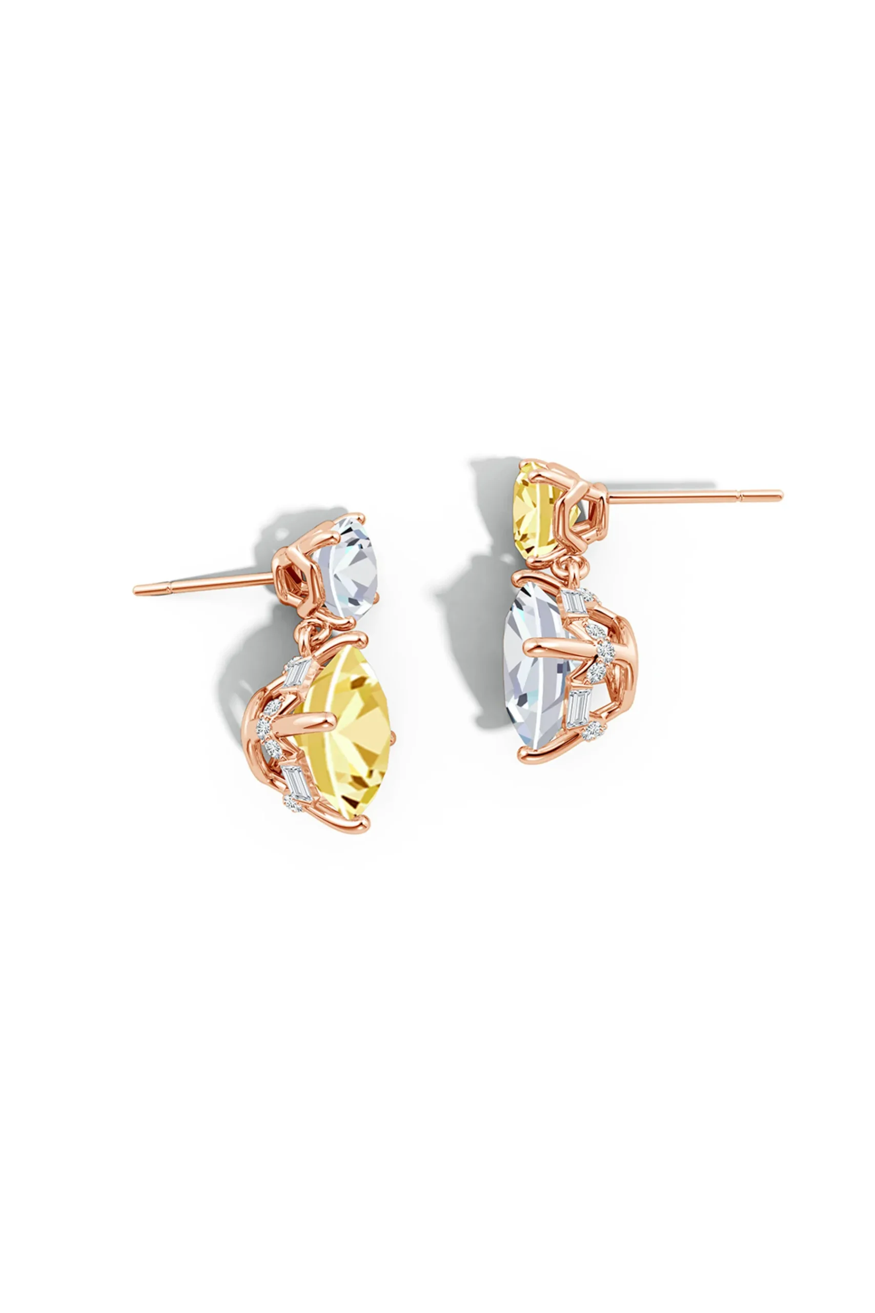 Natori Earrings|Orient Express-Orient Express Lab-Grown 14K Gold With Yellow & White Diamond Two Stone Earrings