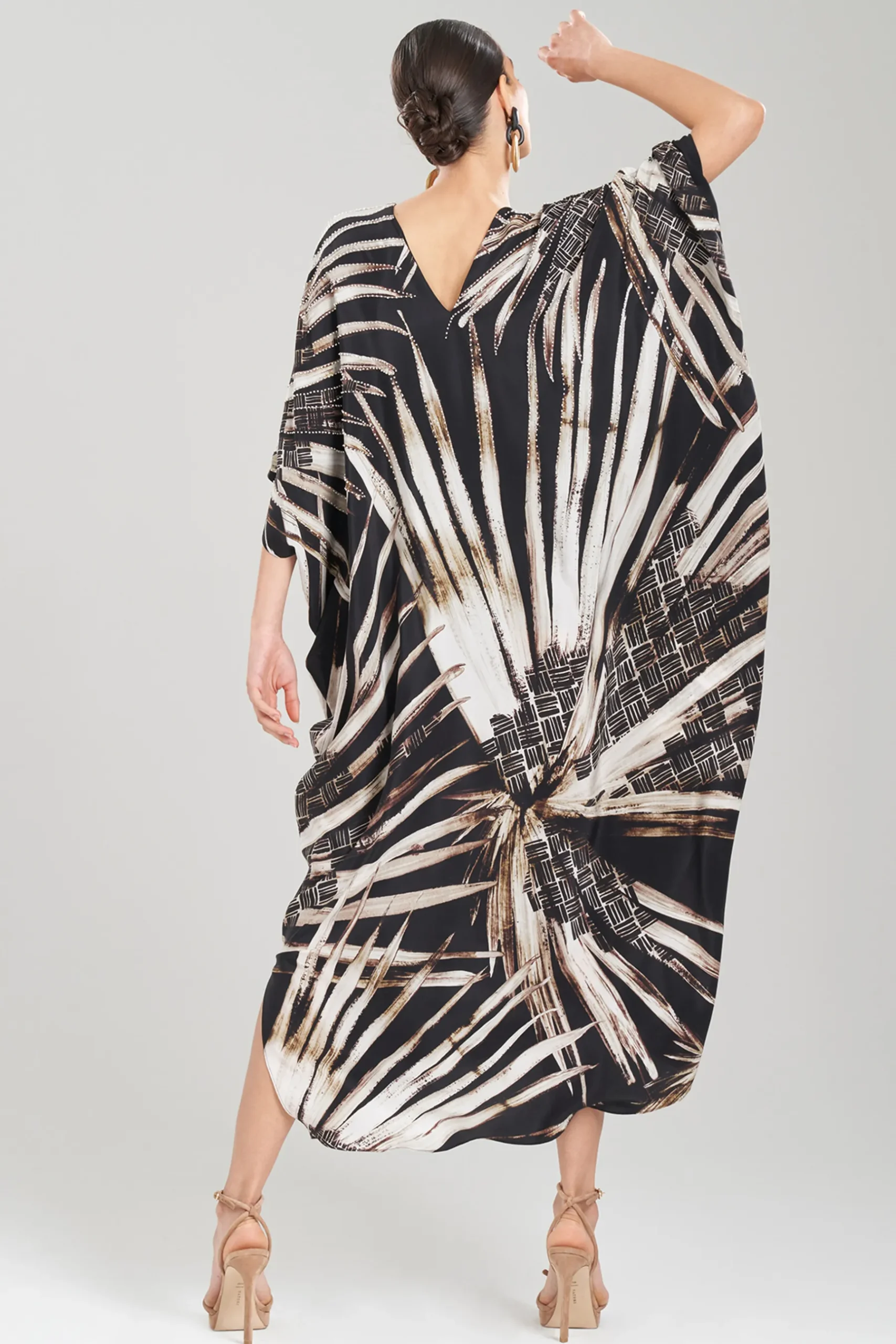 Natori Caftan Dresses-Palawan Beaded Silk Caftan