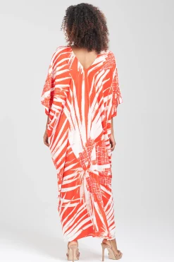 Natori Caftan Dresses-Palawan Beaded Silk Caftan