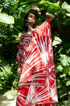 Natori Caftan Dresses-Palawan Beaded Silk Caftan