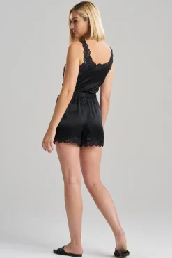 Natori Pajama Bottoms|Lounge Bottoms-Rose Parfait Lace Trim Silk Shorts