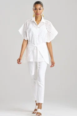 Natori Tops, Shirts & Tunics-Round Eyelet Kimono Wrap Shirt