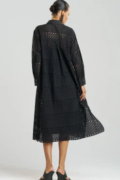 Natori Dresses|Plus Sizes-Round Eyelet Oversized Shirtdress