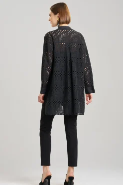 Natori Beach Tops|Tops, Shirts & Tunics-Round Eyelet Oversized Tuxedo Shirt