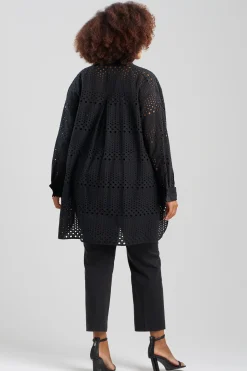 Natori Beach Tops|Tops, Shirts & Tunics-Round Eyelet Oversized Tuxedo Shirt