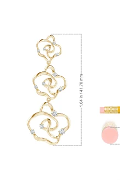 Natori Earrings|Sakura-Sakura 14k Tapered Diamond Dangle Earrings