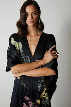 Natori Caftan Dresses-Sansui Embroidered Silk Caftan