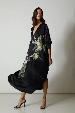 Natori Caftan Dresses-Sansui Embroidered Silk Caftan