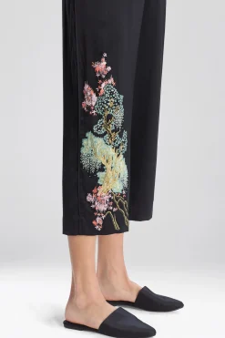 Natori Pajama Bottoms|Lounge Bottoms-Sansui Embroidered Silk Pants