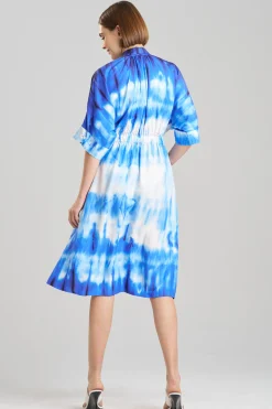 Natori Dresses-Santorini Printed Cotton Silk Belted Shirtdress
