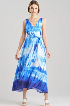 Natori Dresses|Plus Sizes-Santorini Printed Cotton Silk Trapeze Tank Dress