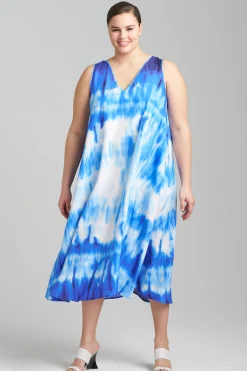 Natori Dresses|Plus Sizes-Santorini Printed Cotton Silk Trapeze Tank Dress