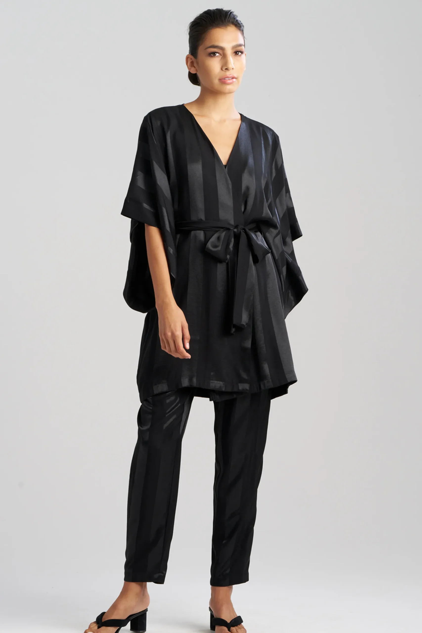 Natori Robes & Kimonos-Satin Jacquard Stripe Wrap