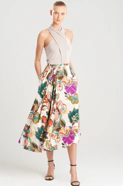 Natori Pants, Skirts & Shorts-Sayuri Cotton Poplin Side Drape Skirt