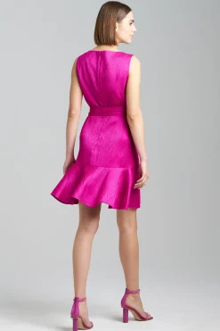 Natori Dresses-Scroll Jacquard Ruffle Dress