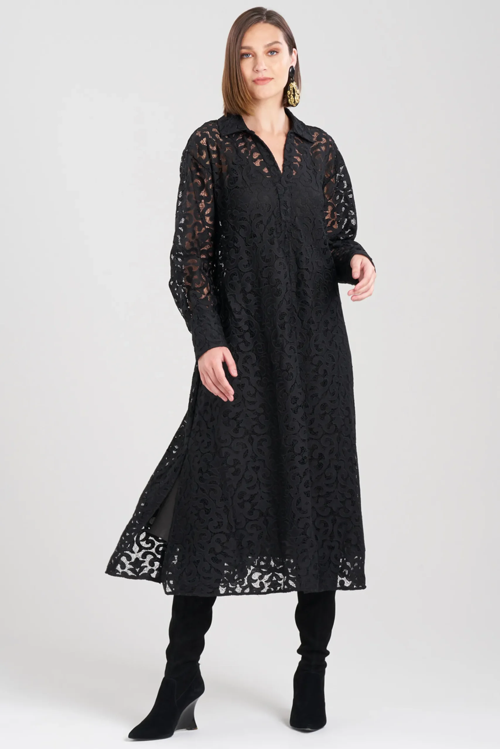 Natori Dresses-Scroll Lace Oversized Dress