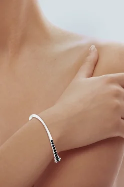 Natori Bracelets|Shangri-La-Shangri-La Brushstroke 14K Gold And Black Diamond Half Bracelet