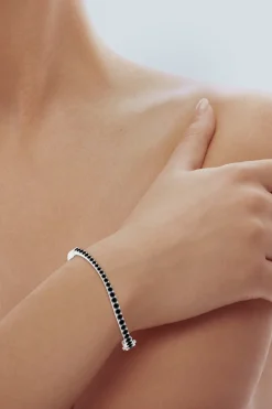 Natori Bracelets|Shangri-La-Shangri-La Brushstroke 14K Gold And Black Diamond Full Bracelet