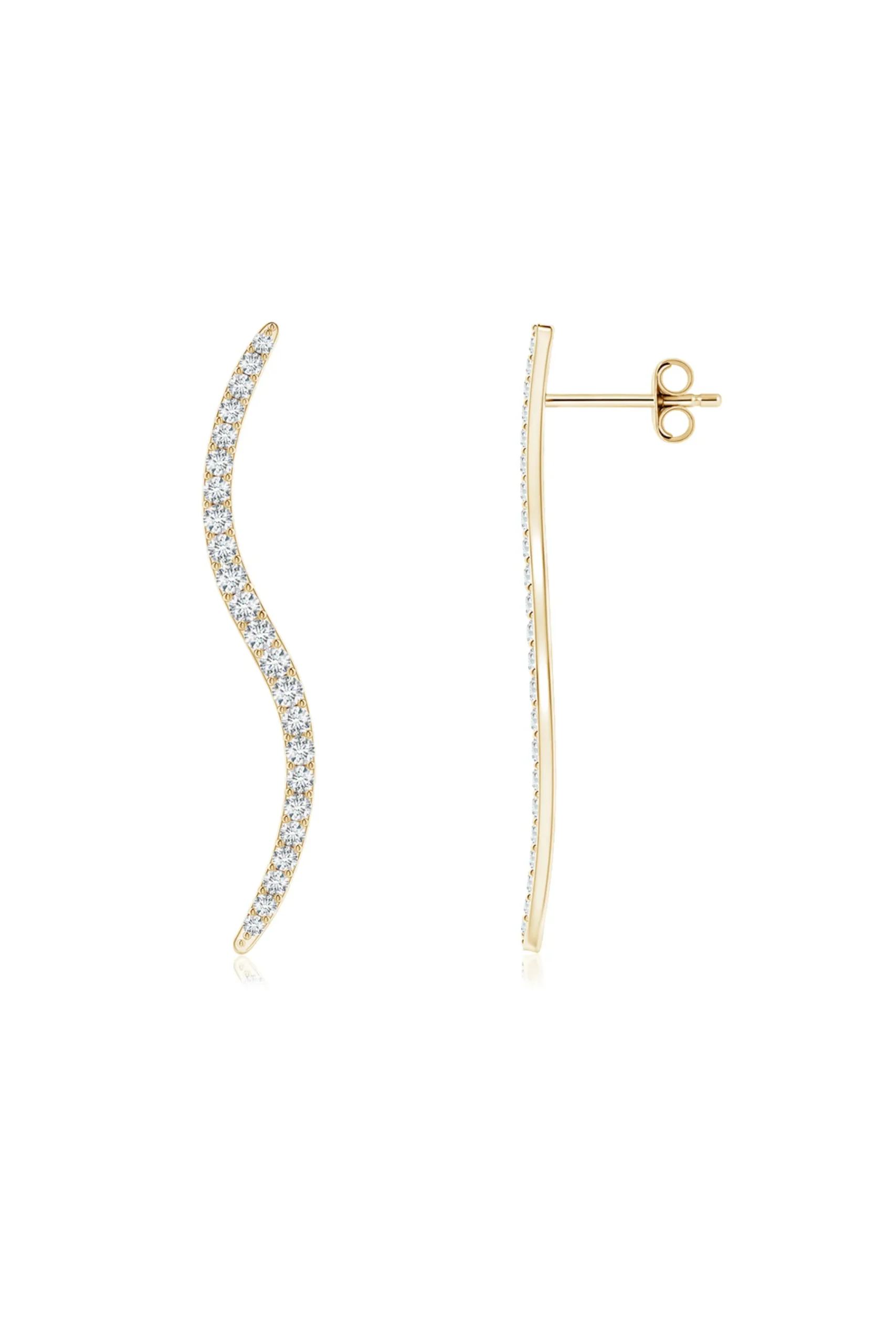 Natori Earrings|Shangri-La-Shangri-La Brushstroke 14k Gold And Diamond Medium Stud Earrings