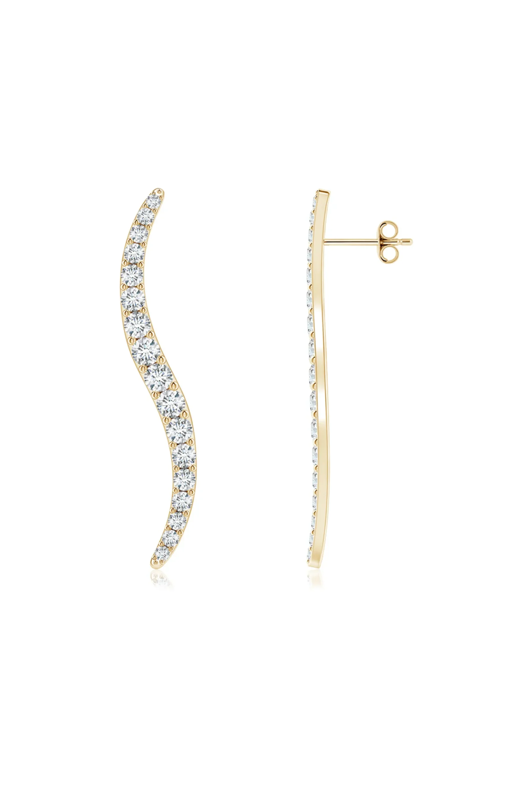 Natori Earrings|Shangri-La-Shangri-La Brushstroke 14k Gold And Diamond Stud Earrings