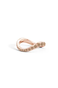 Natori Rings|Shangri-La-Shangri-La Brushstroke 14K Gold And Coffee Diamond Full Eternity Stacking Ring