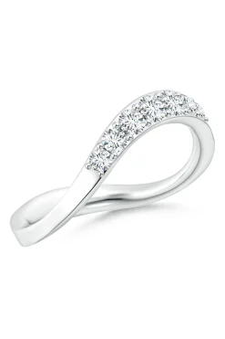 Natori Rings|Shangri-La-Shangri-La Brushstroke 14K Gold And Diamond Half Eternity Stacking Ring