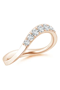 Natori Rings|Shangri-La-Shangri-La Brushstroke 14K Gold And Diamond Half Eternity Stacking Ring