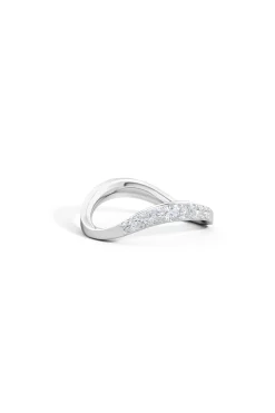 Natori Rings|Shangri-La-Shangri-La Brushstroke 14K Gold And Diamond Half Eternity Stacking Ring